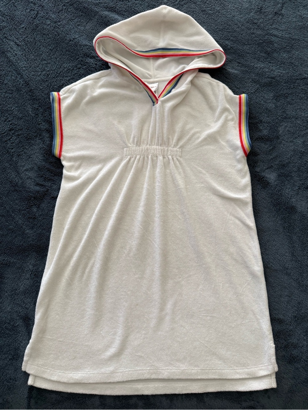 Hanna Andersson Loop Terry Hoodie Cover Up white and rainbow color size 8